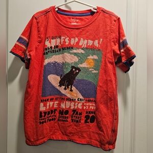 sz6 Hatley Dog Surfing Red Orange T-shirt Summer‎ Ocean Tee Embroidery Maverick